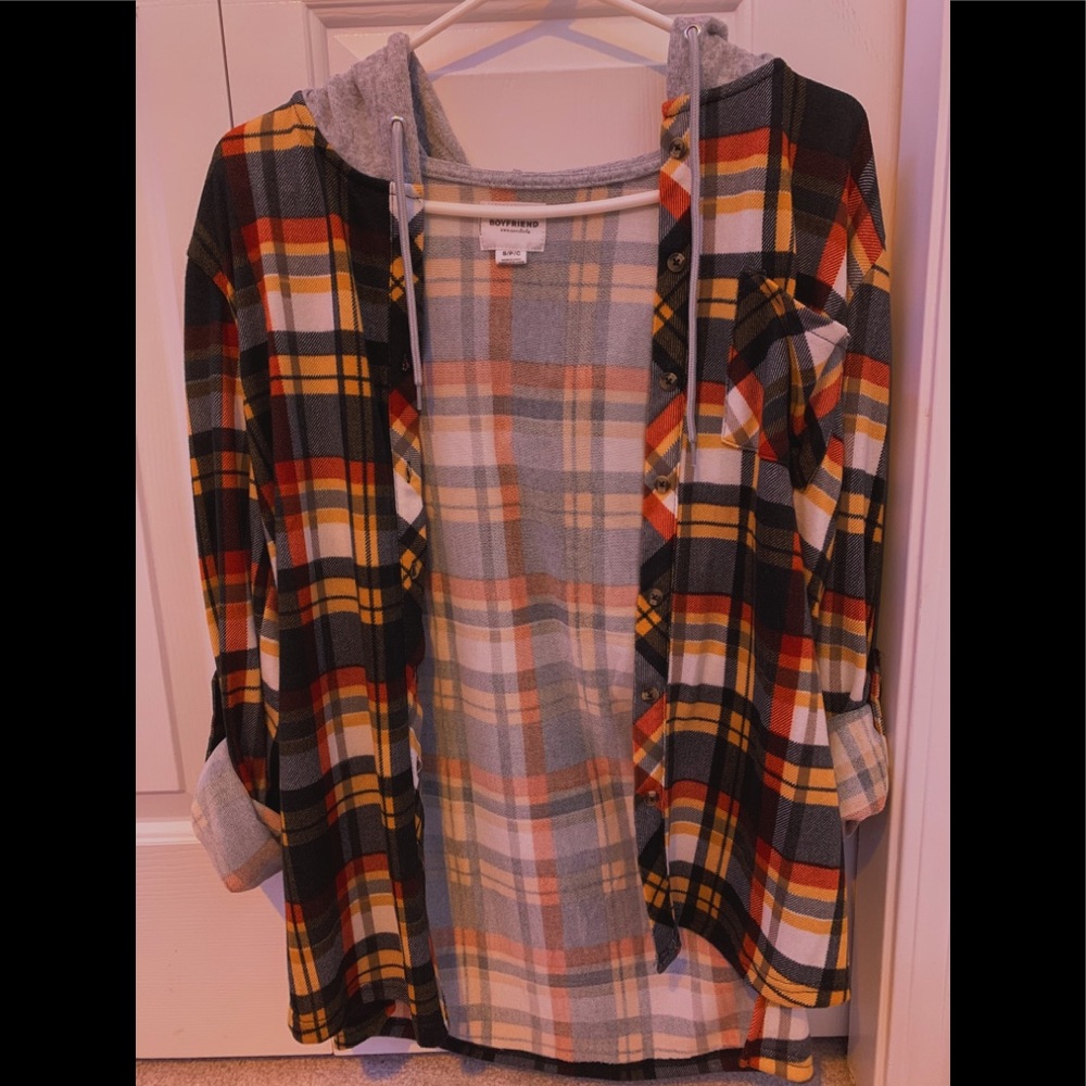 Garage boyfriend flannel with hoodie